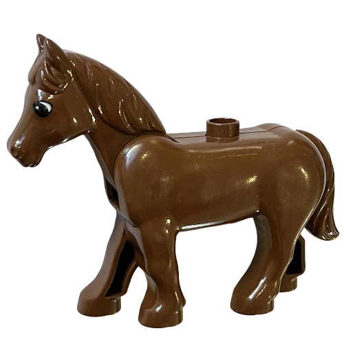 Lego Duplo Animal Horse with One Stud and Moveable Head, Eyes Print / Dark Orange