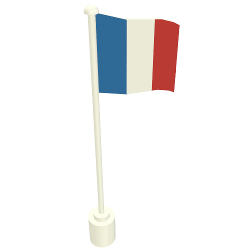 Lego Flag on Flagpole with France Print / White
