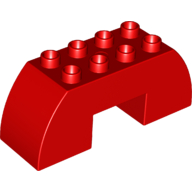 Lego Duplo Brick 2 x 6 x 2 Curved with 2 x 2 Cutout on Bottom / Red