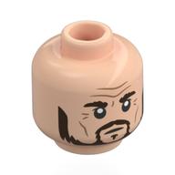 Lego Minifig Head Sirius Black, Dark Brown Eyebrows, Beard, Wrinkles, Neutral / Happy Print / Light Nougat