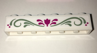 Lego Brick 1 x 6 with Magenta Flower and Sand Green Scrollwork Pattern (Sticker) - Set 41068