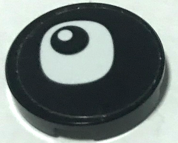 Lego Tile, Round 2 x 2 with Bottom Stud Holder with Black Eye and White Pupil Pattern Model Left Side (Sticker) - Set 40251