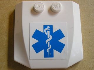 Lego Wedge 4 x 4 x 2/3 Triple Curved with EMT Star of Life Pattern (Sticker) - Set 7902