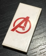 Lego Tile 2 x 4 with Red Avengers Logo Pattern (Sticker) - Set 76049