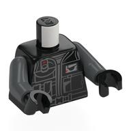 Lego Torso, Imperial Remnants Shuttle Pilot Suit, Dark Bluish Grey Markings, Imperial Insignia on Arm Print, Dark Bluish Gray Arms, Black Hands / Black