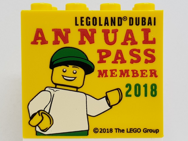 Lego Brick 2 x 4 x 3 with LEGOLAND Dubai 2018 Annual Pass Member Pattern