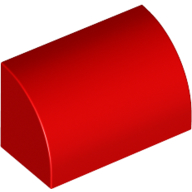 Lego Brick Curved 1 x 2 x 1 No Studs / Red