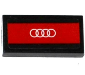 Lego Tile 1 x 2 with White Audi Logo on Red Background Pattern (Sticker) - Set 75873