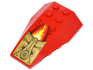 Lego Wedge 6 x 4 Triple Curved with Gold Panels with Rivets and Vents and Yellow Energy Pattern (Sticker) - Set 70146 / Red