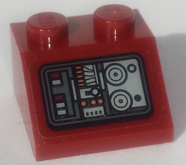 Lego Slope 45 2 x 2 with SW Landspeeder Control Panel Pattern (Sticker) - Sets 75052 / 75173 / Dark Red
