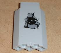 Lego Panel 3 x 3 x 6 Corner Wall without Bottom Indentations with Bricks and White Eyes, Glow in the Dark Pattern (Sticker) - Set 9468