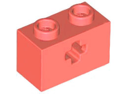 Lego Technic, Brick 1 x 2 with Axle Hole / Coral
