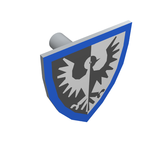 Lego Shield Triangular with Black Falcon and Blue Border Print / Light Bluish Gray