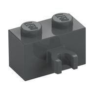 Lego Brick Special 1 x 2 with Vertical Clip [Open O Clip] / Dark Bluish Gray