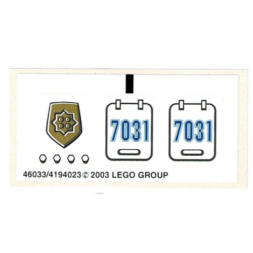 Lego Sticker Sheet for Set 7031-1