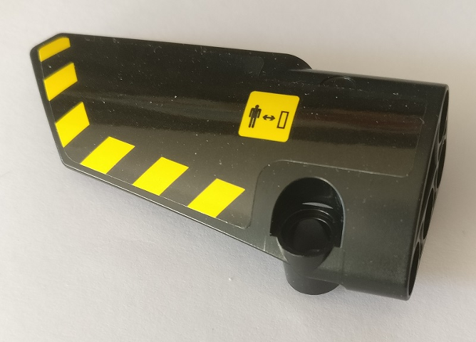 Lego Technic, Panel Fairing # 3 Small Smooth Long, Side A with Warning Sign and Black and Yellow Danger Stripes Pattern (Sticker) - Set 42082