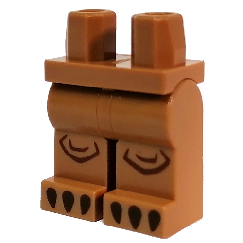 Lego Hips with Reddish Brown Knees, Black Claws print, Blue Legs and Dark Brown Boots Pattern / Medium Nougat
