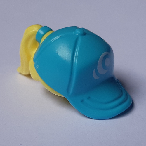 Lego Hair and Hat / Cap, Ponytail Bright Light Yellow and White Wave Logo Print