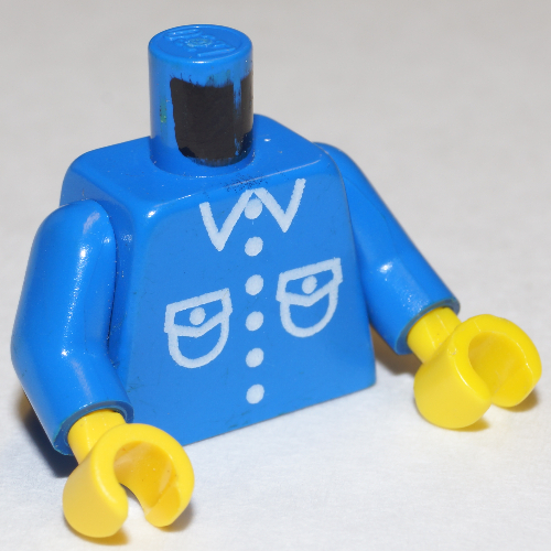 Lego Torso Shirt, Patch Pocket Print, Blue Arms, Yellow Hands / Blue