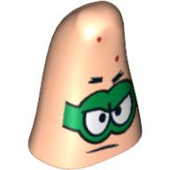 Lego Minifig Head Special, Starfish with Bright Green Mask Print (Patrick) / Light Nougat