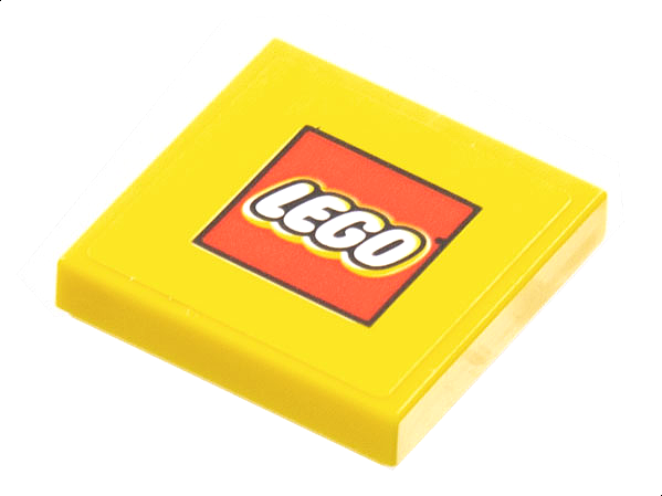Lego Tile 2 x 2 with Small LEGO Logo on Yellow Background Pattern (Sticker) - Set 80108