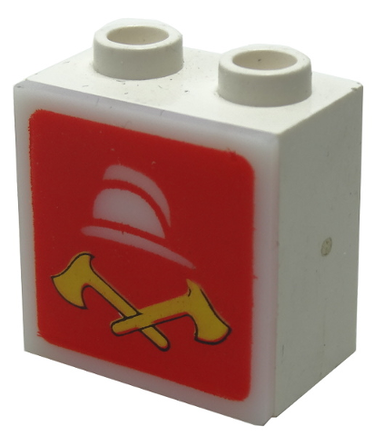 Lego Electric, Light 1 1/8 x 2 x 1 2/3 Cabinet with Lamp Holes (Sign Back) with Milky White Electric, Light 2 x 2 Clip-On Plate with Fire Logo Pattern (2383 / 2384pb08)
