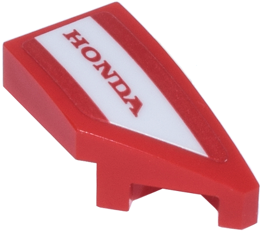 Lego Wedge 2 x 1 x 2/3 Right with 'HONDA' Logo on White Stripe Pattern (Sticker) - Set 77246 / Red