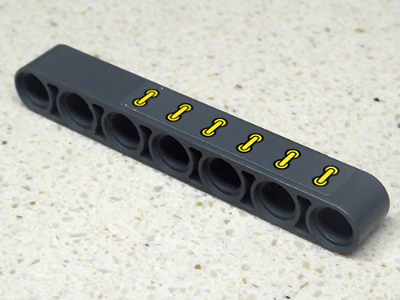 Lego Technic, Liftarm Thick 1 x 7 with 6 Yellow Clamps Pattern (Sticker) - Set 42035