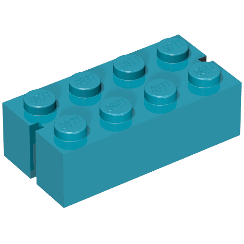 Lego Brick 2 x 4 without Bottom Tubes, Slotted (with 2 slots) / Vintage Blue