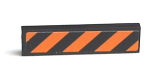 Lego Tile 1 x 4 with Black and Orange Danger Stripes Pattern (Sticker) - Set 7738
