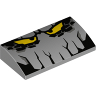 Lego Brick Curved 2 x 4 x 2/3 No Studs with Rock Monster Print / Light Bluish Gray