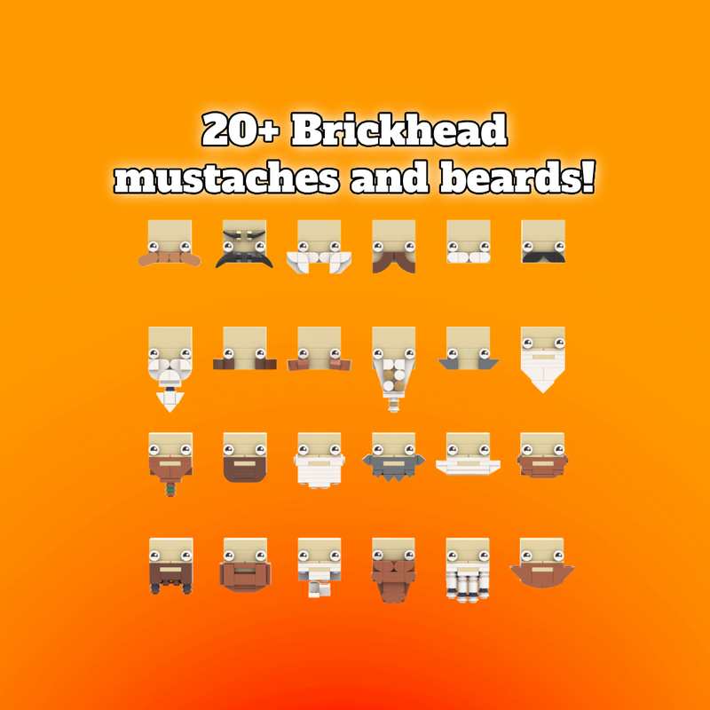 Lego Brickheadz Beards and Mustaches Template Pack! (20+ styles)
