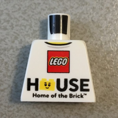 Lego Torso LEGO Logo 'HOUSE Home of the Brick' Pattern / White
