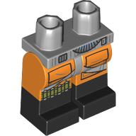 Lego Hips with Orange Legs and Black Boots Pattern with Pockets, Silver Straps, Olive Green Ammo Belt print / Light Bluish Gray