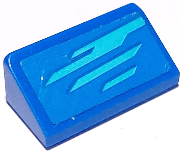 Lego Slope 30 1 x 2 x 2/3 with Medium Azure Stripes Pattern Model Left Side (Sticker) - Set 75891 / Blue