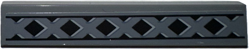 Lego Tile 1 x 6 with X-Shaped Lattice Border with Black Lines, Diamonds and Triangles Pattern (Sticker) - Set 77015