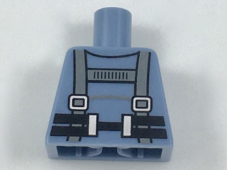 Lego Torso Scuba Suit with Dark Bluish Gray Straps with Silver Buckles, Black Belt Pattern / Sand Blue