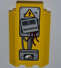 Lego Panel 3 x 3 x 6 Corner Wall without Bottom Indentations with 'GENERATOR', Cables, 'DANGER' and Gauge Pattern (Sticker) - Set 5887
