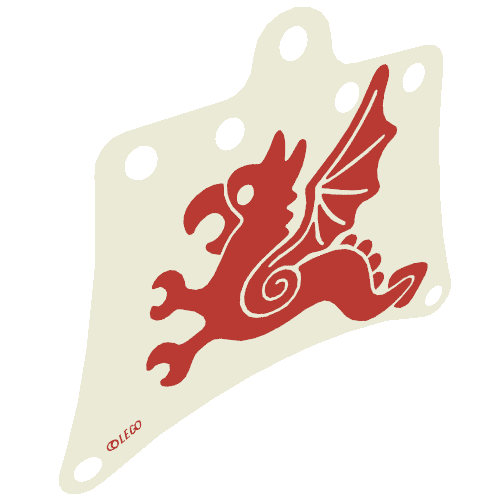 Lego Sail, 12 x 10 with 7 Holes, Red Flying Dragon Print / White