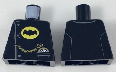 Lego Torso Coat Chauffeur with 3 Side Buttons, Batman Logo in Yellow Oval, Gold Pocket Watch Pattern / Black