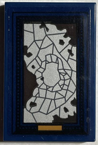 Lego Tile 2 x 3 with Silver Cracked Mirror with Black Frame Pattern (Sticker) - Set 76407