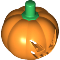 Lego Costume / Mask, Pumpkin with Jack O' Lantern Face and Green Stem Print