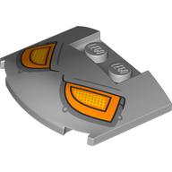 Lego Brick Round 3 x 4 x 2/3 Triple Curved with 2 Sunk Studs with Orange/Yellow Robot Eyes Print