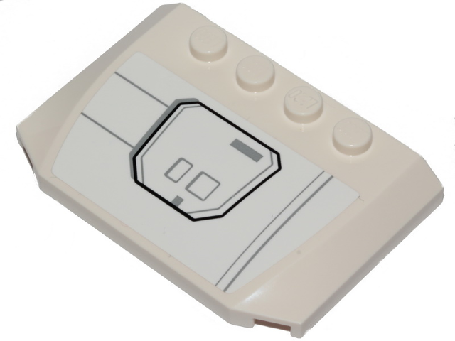Lego Wedge 4 x 6 x 2/3 Triple Curved with SW X-wing Hull Plates Pattern Model Right Side (Sticker) - Set 75301 / White