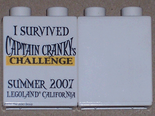 Lego Duplo, Brick 1 x 2 x 2 with I Survived Captain Cranky's Challenge (LEGOLAND California) Pattern