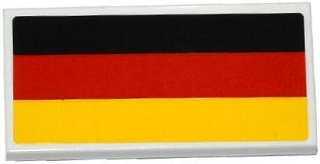 Lego Tile 2 x 4 with German Flag Pattern (Sticker) - Set 75912 / White