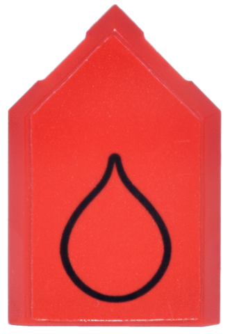 Lego Tile, Modified 2 x 3 Pentagonal with Black Water Droplet Outline Pattern (Pokémon Volcano Badge) (Sticker) - Set 40892 / Red