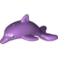 Lego Animal, Dolphin, Jumping with Bottom Axle Holder and Blue Eyes and White Decorative Trim on Forehead Print