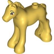 Lego Animal, Horse / Foal with Brown Eyes print / Ochre Yellow