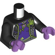 Lego Torso, Robe, Dark Purple Shirt, Lime Trim, Spider, Silver Webs Print, Black Arms, Magenta Hands